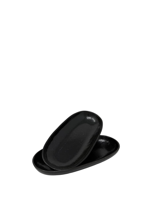 Servierschale Noir Medium – Handgefertigtes Keramik Set in tiefem Schwarz